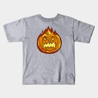 angry pumpkin emote on halloween Kids T-Shirt